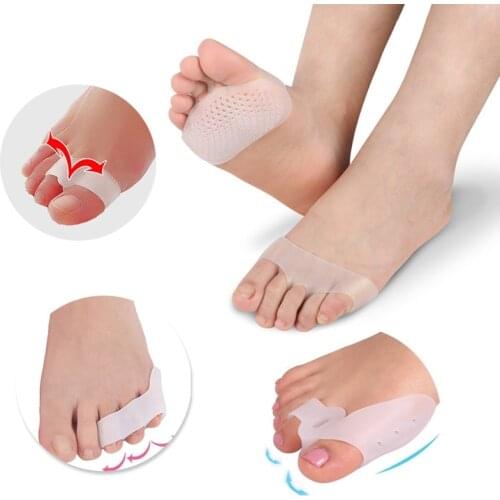 1-4Pair Toe Straightener Hallux Valgus Corrector Foot Fingers Toe Separator Bunion Adjuster Forefoot Pad Cushion Silicone Insole