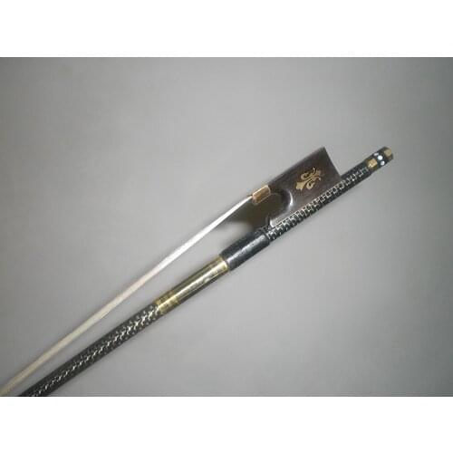 1 PC Gold Wire Pro Inlay Violin Bow 4/4 Carbon Fiber Bow with White Bow Hair