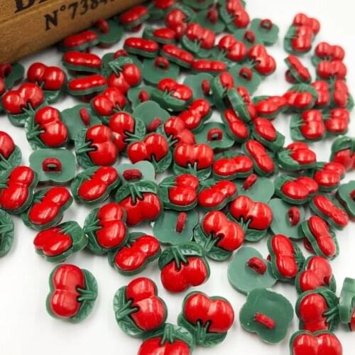 100pcs 12 mm Red Cherry Plastic Buttons Sewing Button DIY Crafts PT34