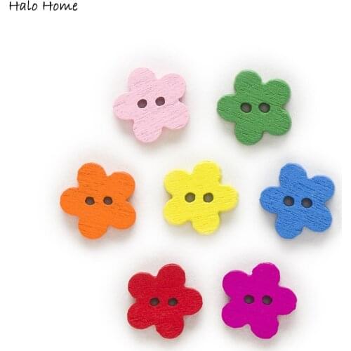 100pcs 2 Hole Mixed Flowers Wood Buttons Sewing Scrapbooking Clothing Home Decor Crafts 11mm
