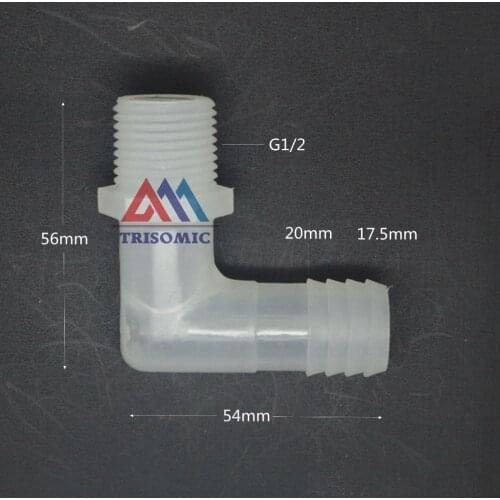 17.5mm*G1/2 Elbow screw thread type Connector Tube Joiner Material PP Plastic Fitting Tank Airline acid and alkali resistant