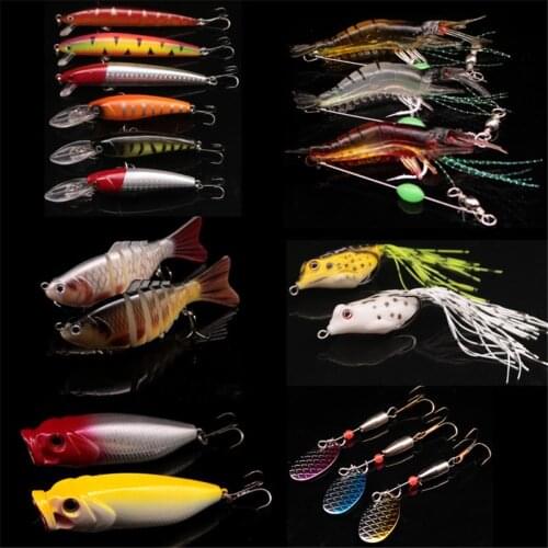18pcs/lot Almighty Mixed Fishing Lure Set Wobbler Crankbaits Swimbait Hard Baits Soft Bait Spinner Bass Carp Fishing Tackle