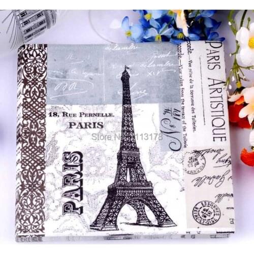 3 packs 60pcs grey Eiffel Tower Wedding napkins Color Napkin Paper 60% Virgin Wood napkin free shipping