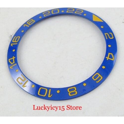 38mm Blue Watch Insert Ring with Gold Marks Fit 40mm Automatic Watch