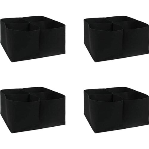 4 Pack Raised Garden Bed-4 Divided Grids Square Raised Garden Planter Fabric Bag Grow Pot Plant For Outdoor Plants