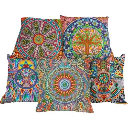 45*45cm Mandala Printing Decorative Pillowcase India Mandala Pillow Case Polyester Mandala Pattern Pillow Cover kussensloop