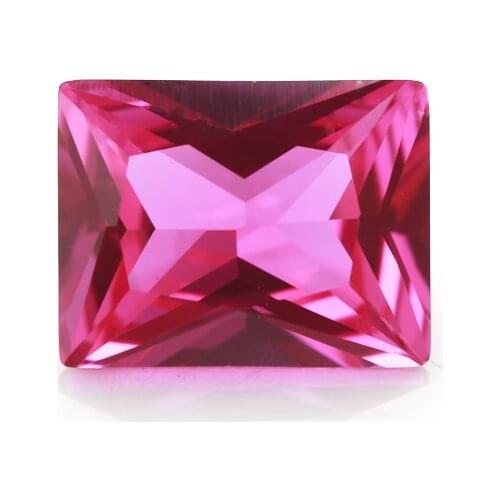 50PCS 3x5~10x12mm Rectangle Shape Loose Corundum Light Red Color AAAAA Synthetic stone For Jewelry DIY Gems Stone 3