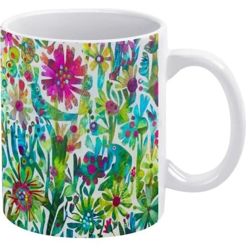Springtime White Mug Custom Printed Funny Tea Cup Gift Personalised Coffee Mug Estemacleod Birds Floral Flowers Garden Pink Unus