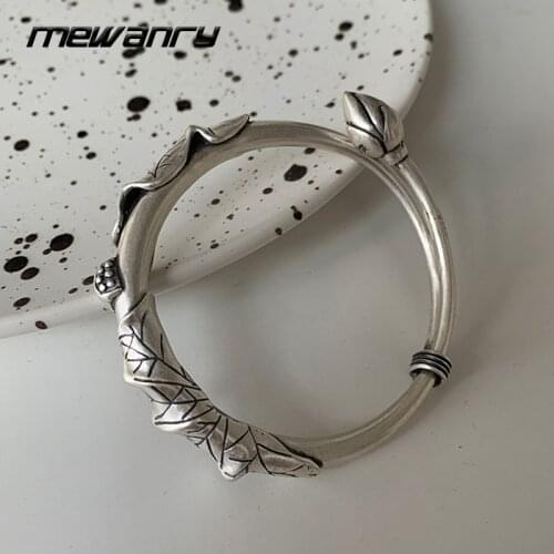 Mewanry 925 Sterling Silver Bracelet for Women Trend Vintage Elegant Party Creative Design Lotus Jewelry Birthday Gift Wholesale