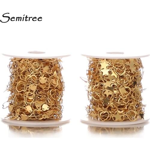 1 Meter Stainless Steel 18k Gold Heart Star Chains Bulk for DIY Jewelry Making Handmade Necklace Findings Bracelets Accessories