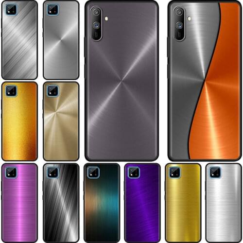 Dark Brushed Metal Texture Mobile Phones Cover for Realme 6 7 8 C3 C21 XT 5 GT Neo C11 X50 Pro 5G C25 Cell Phone Case Shell Capa