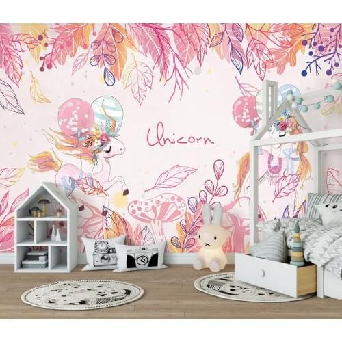 CJSIR Custom Pink Unicorn Wallpapers for Kids Room Decoration Background Bedroom Decor Murals Wall Paper Home Improvement