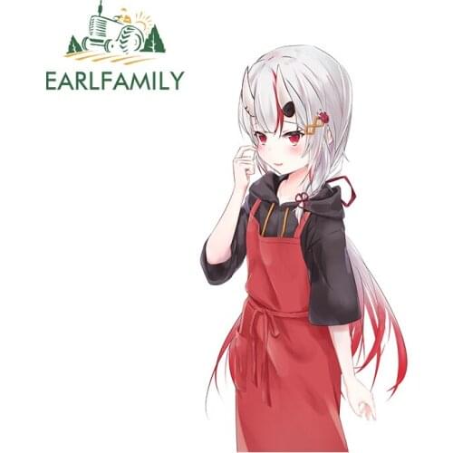 EARLFAMILY 13cm x 6.7cm for Nakiri Ayame Car Stickers Laptop Windshield Decals Scratch-Proof Waterproof Vinyl Funny Decoration