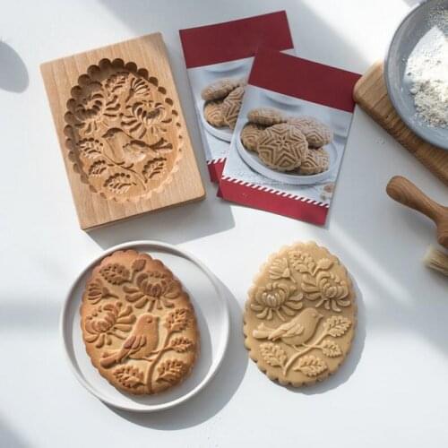 Wood Cookie Mode Biscuit Stamp Embossing Mold Baking Biscuit Wooden Mold Shortbread Mold Raspberry Carving Gingerbread