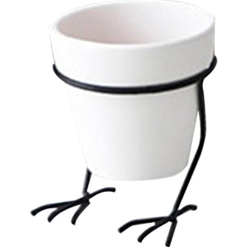 Flowerpot Chicken Feet Iron Frame Coarse Pottery Flower Pot Succulent Flower Basin Absorbent Flowerpot Garden Pots Decorations
