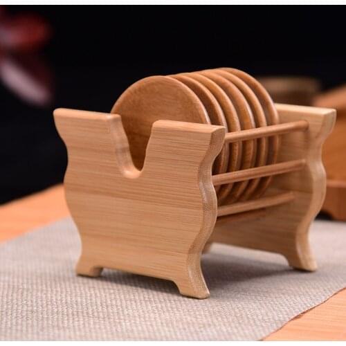 Machining Custom Made Tea Accessories Bamboo Suit Round Tea Coaster