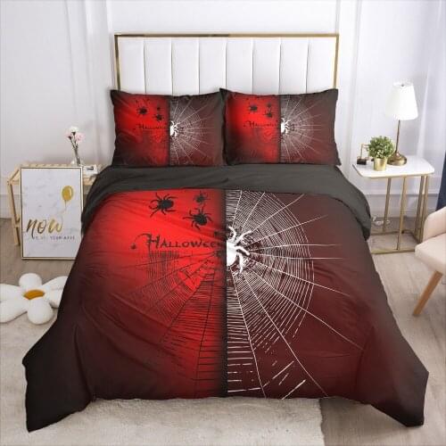 Happy Halloween Day Bedding Set 3D Printed Duvet Cover Set Festival Luxury Black Quilt Cover Pillowcase Bedline Twin Full Size