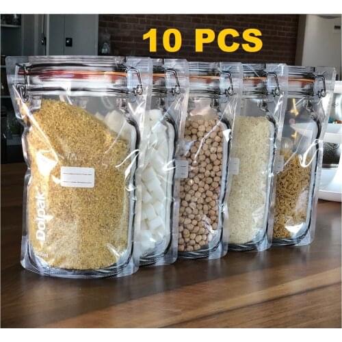 Kitchen Storage Organizer Bags 10 Pcs 1000ML Jar Looking Kitchen Organizer Fresh Keeping Leakproof Fridge Organizer Set