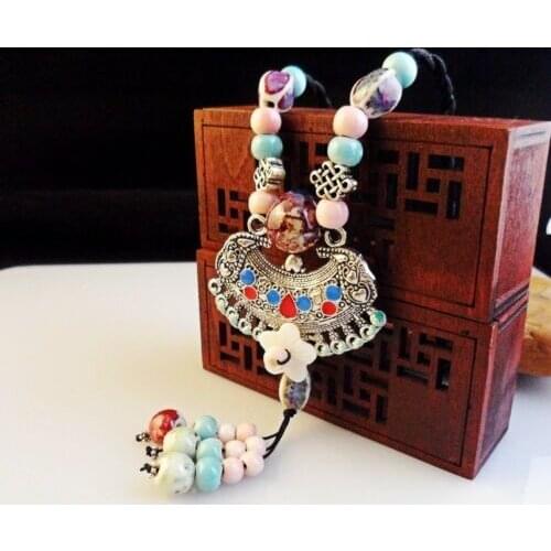 Pendant Leather Black Choker Hippy retro literary necklace Cord Retro Tibetan Silver Charm Gift