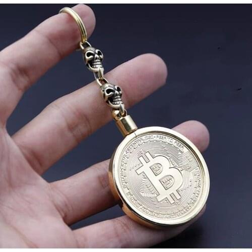 Brass Handicraft BITCoin Art Commemorative Digital Crypto Coin Collectible Key Car Pendant Decoration Creative Good Friend Gift