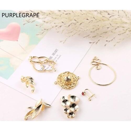 2pcs Copper Plated Gold Earrings DIY Jewelry Accessories Hand Made Material Pendant