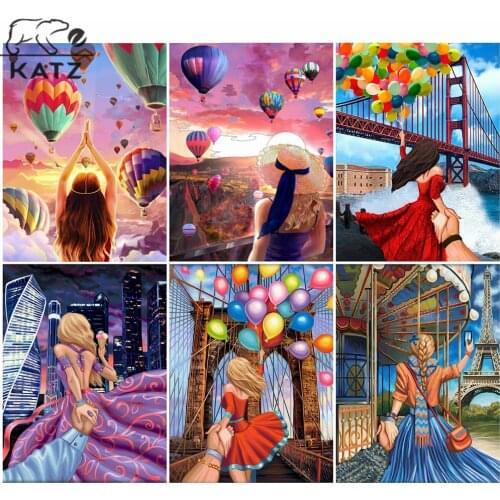 Hot Air Balloon Diamond Painting Sunset Landscape Embroidery Crossing Diy Mosaic Gift Living Room Cross Stitch Home Decoration