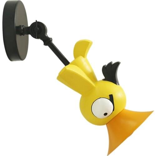 Nordic cartoon colored bird resin wall lamps childrens room lamp bedroom wall sconces lights girl modern study desk lighting