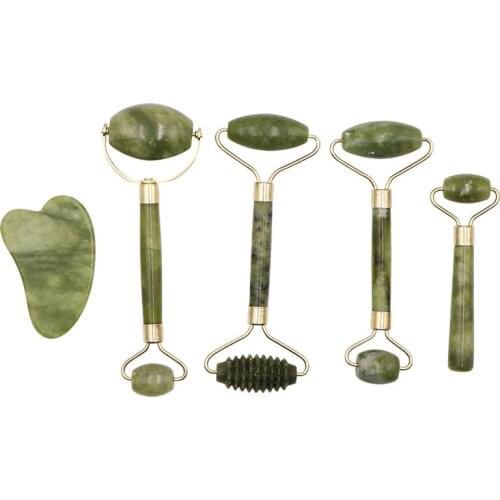Facial Massage Roller Guasha Board Double Heads Natural Jade Stone Face Lift Body Skin Relaxation Slimming Beauty Neck Thin Lift