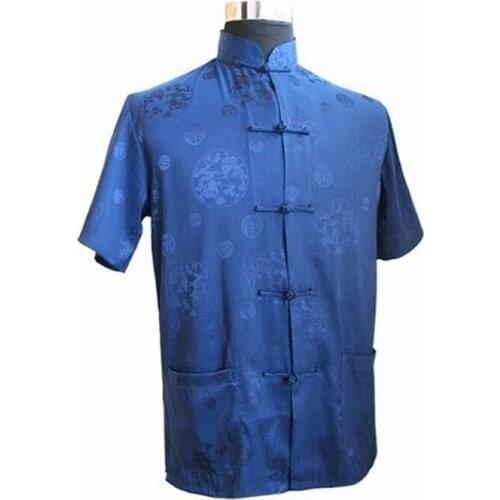 WhiteChinese National Trend Mens Satin Shirt Top Classic Button Kung Fu Tang Suit Costume With Pocket S M L XL XXL XXXL 020625