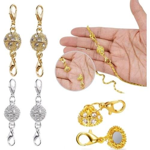 10mm Silver Diamond Studded Magnet Clasp Gold Color Necklace Bracelet Lobster Buckle Jewelry Connection Buckle Accessories