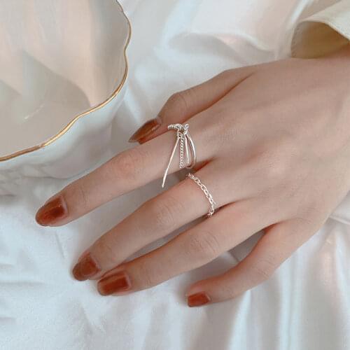 925 Sterling Silver Tassel Bead Finger Rings for Women Jewelry Silver Rings Party S-R913