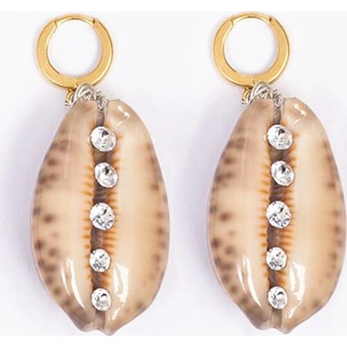 Boho natural seashells cowrie shell drop earring art design boucles d oreille femme small hoop earrings jewelry bijoux gift