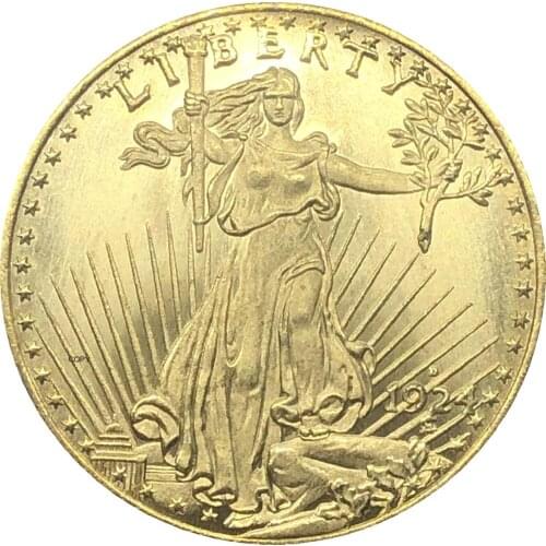 United States Liberty 1924 D Twenty 20 Dollars Saint Gaudens Double Eagle With Motto In God We Trust Gold Copy Coin
