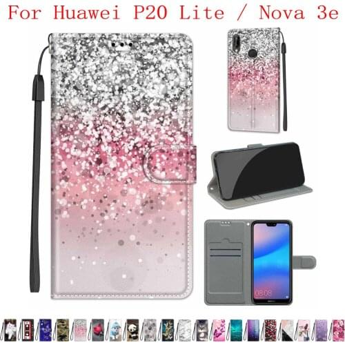 Sunjolly Case for Huawei P20 Lite Nova 3e Wallet Stand Flip PU Leather Phone Case Cover coque capa Case Cover