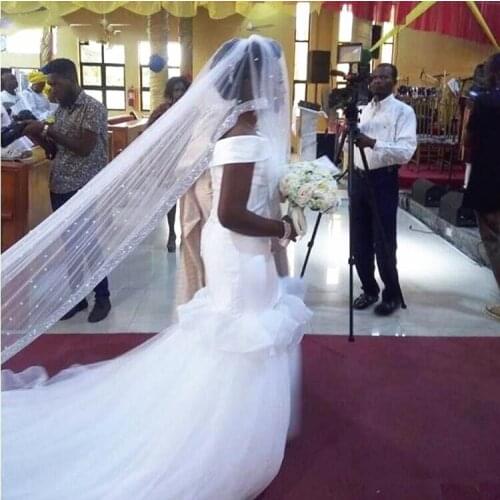 Wedding Dresses Mermaid with Overskirt Off the Shoulder Cap Sleeve Satin Tulle Bridal Gowns White Custom Made Plus Size