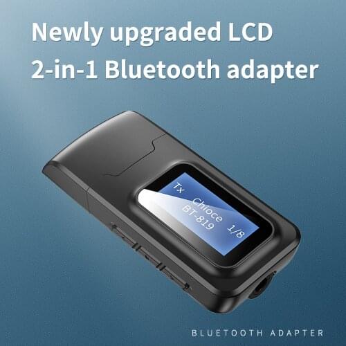 USB Dongle Adapter Wireless Bluetooth v5.0 Audio Receiver Transmitter with LCD Display Mini 3.5mm Jack AUX USB for TV Car PC