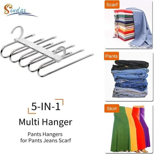 Pants Hanger Multi-functional Closet Organizer Trouser Storage Rack Pants Tie Storage Shelf Stainless Steel Clothes Hanger