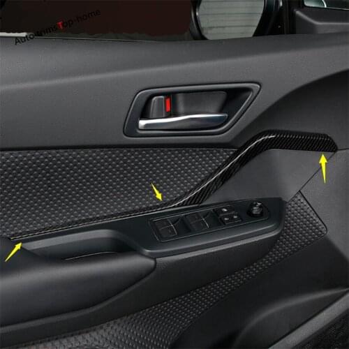 Yimaautotrims Inner Car Door Doorknob Handle Strip Cover Trim Interior ABS Fit For Toyota C-HR CHR 2016 - 2021 Carbon Fiber Look