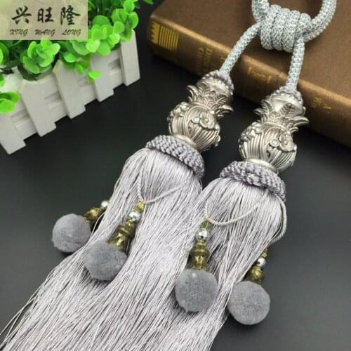 XWL European 1Pair 4 Antique Cave Balls Curtain Hanging Belt Ball Window Curtain Accessories Strap Fringe Tassel Tiebacks Buckle