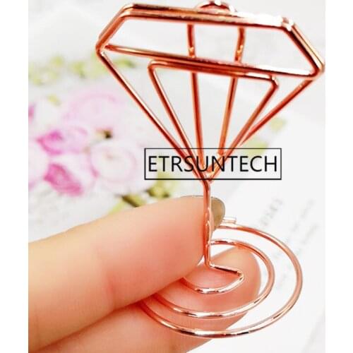 200pcs Wedding Party Desktop Decoration Place Card Holder Romantic Heart Diamond Photo Clip Table Number Stand Paper Clamp
