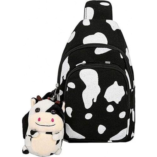 Women Cute Cow Print Purse Canvas Cell Phone Bag Sling Bag Crossbody Bag
