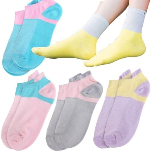 1 Pair Casual Solid Color Short Socks Women Girls Spring Summer Street School Office Non-slip Breathable Ankle Socks