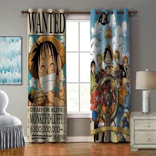 2 Panels Curtain Chopper Luffy Chopper Printing Thermal Insulated Blackout Light Blocking Room Darkening Windows Drapery