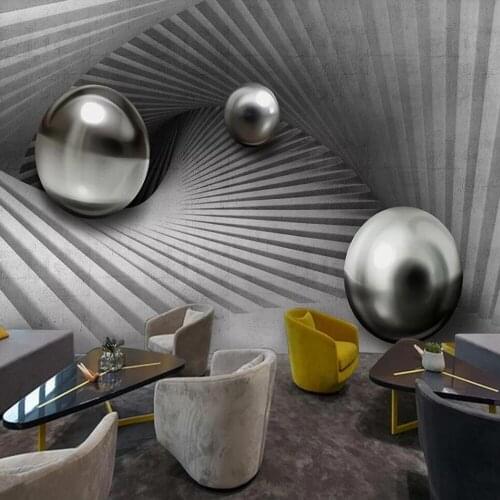 Custom 3D mural wallpaper metal ball 3D space mural decoration background wall