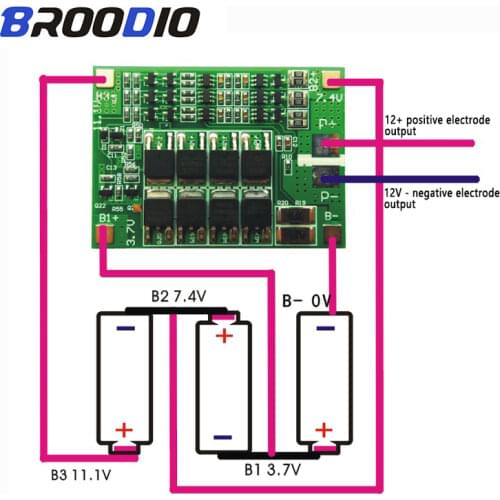 3S 40A BMS 11.1V 12.6V 18650 lithium battery protection Board with balanced Version for drill Motor 40A current