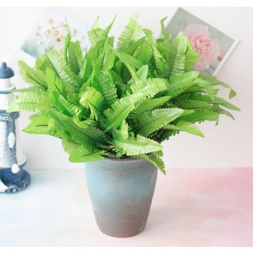 40cm 7Forks Green Artificial Persian Grass for Home Wedding Birthday Party Decor DIY Plants Wall Flower Arrangement Accessories