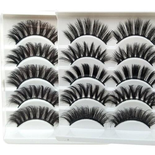 5 Pairs Luxurious Mink Hair False Eyelashes Thick Curled Full Strip Lashes Eyelash Extension Fashion Women Eyes Natural Makeup