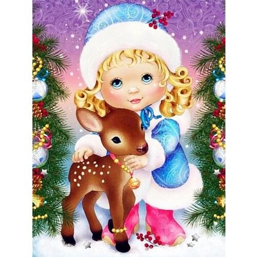 5D diamond painting full diamond new Christmas little girl mosaic embroidery decoration home decoration