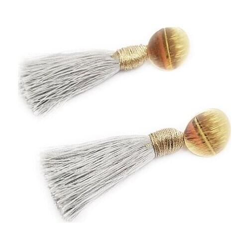 Bohemian Tassel Crystal Long Drop Earrings for Women Red Cotton Silk Fabric Fringe Earrings 2020 Fashion Woman Jewelry