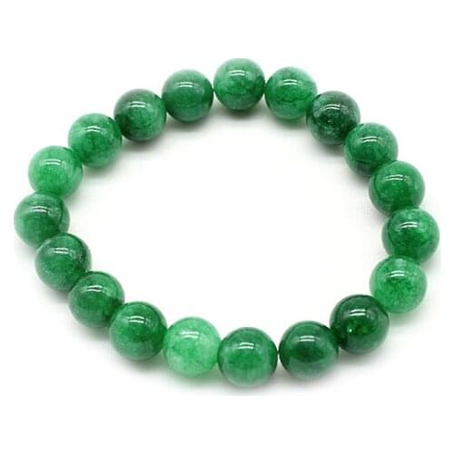 Natural Chalcedony Green Jades Bracelet Round Loose Stone Beads Bracelet Women Men Fashion Bracelet 4 6 8 10 12mm